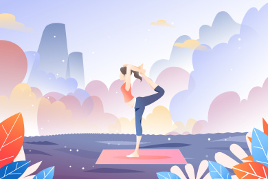 做瑜伽的人矢量插画