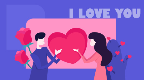 520情人节情侣约会的矢量插画