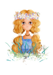 戴花环的美丽长发女孩头像