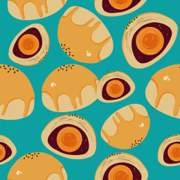 无缝拼接蛋黄酥图案