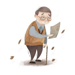 看报纸的老爷爷