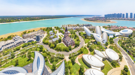 中国海南儋州海花岛白天航拍