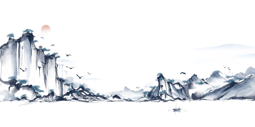 中国风水墨山水画国画插画
