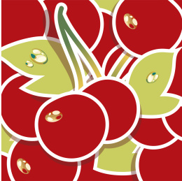 车厘子水果重复平铺无缝背景手绘插画