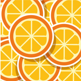 黄柠檬片水果重复平铺无缝背景手绘插画