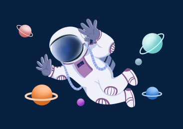 卡通儿童宇航员太空航行