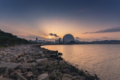 珠海歌剧院日落