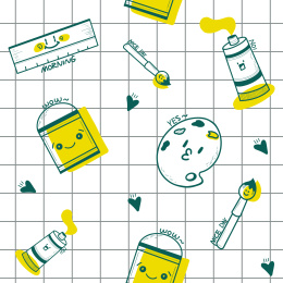 平铺无缝文具图案