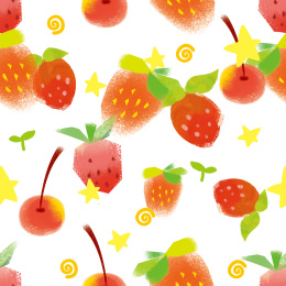 草莓星星樱桃车厘子无缝平铺重复