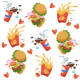 美味可口诱人的现代西式快餐