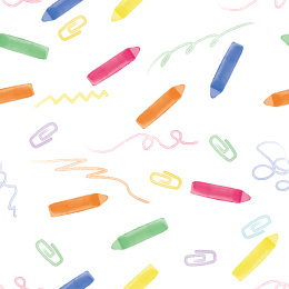 彩色画笔蜡笔回形针插画无缝重复