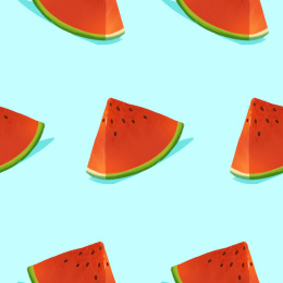 无缝插图手绘美味可口的西瓜