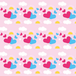 蓝粉色爱心图案无缝矢量插画