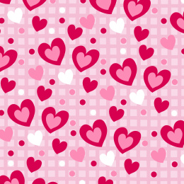 粉红色爱心图案方格背景无缝矢量插画