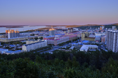 中国佳木斯抚远市全景