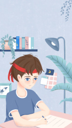 高考加油清新风格插画