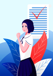 高考加油的女学生