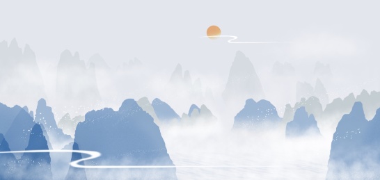 国潮中国风的仙鹤水墨远山山水画插画背景