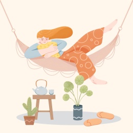 躺在吊床的女孩