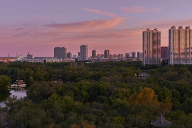 中国齐齐哈尔龙沙公园日出