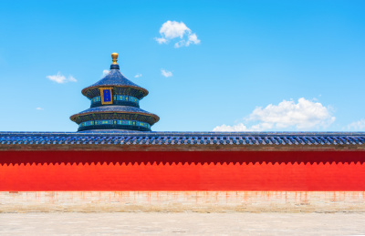 北京天坛公园祈年殿红墙内的祈年殿古建筑