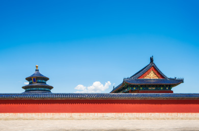 北京天坛公园祈年殿红墙内的祈年殿古建筑