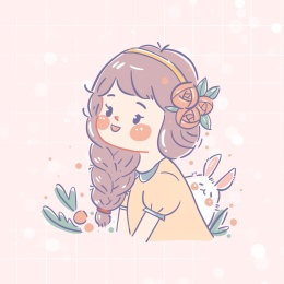 粉色背景下头戴鲜花的长发女生