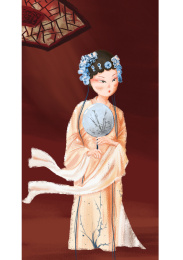 手拿扇子的戏曲女孩