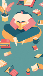 每日阅读养成习惯扁平人物插画