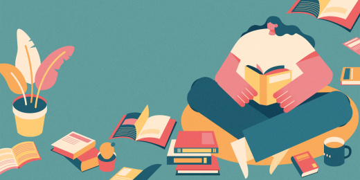 每日阅读养成习惯扁平人物插画