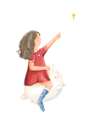 小女孩骑在胖胖的兔子上