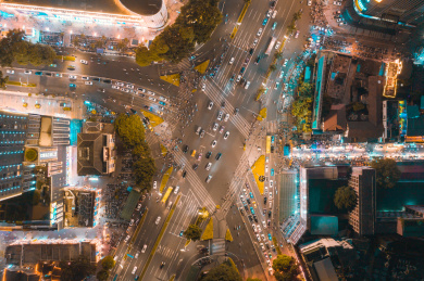 广西省南宁市朝阳广场夜景航拍