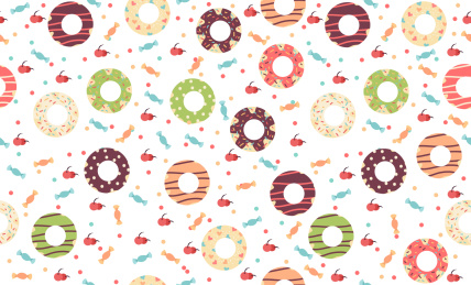 潮流可爱甜甜圈无缝插画