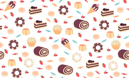 潮流可爱甜点无缝插画