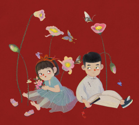 中国风女男孩女孩