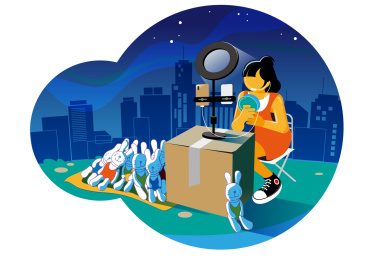 地摊经济,女生夜市摆摊直播