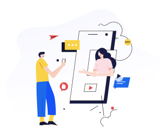 线条插画办公场景