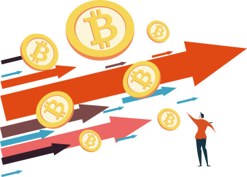 比特币上涨行情概念插画