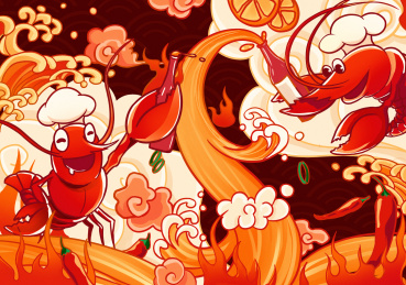 两只小龙虾一起干杯