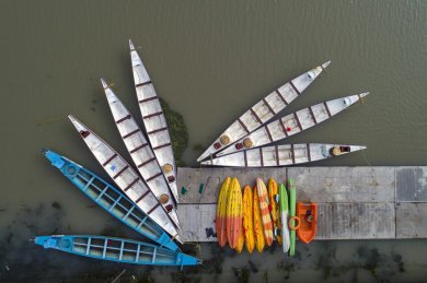 江苏省淮安市里运河上龙舟训练