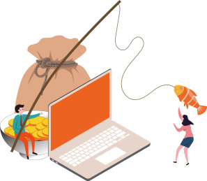 网络诈骗金融概念插画