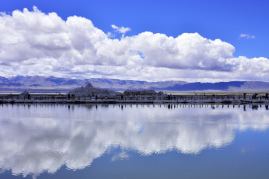 中国青海省的天空之镜茶卡盐湖