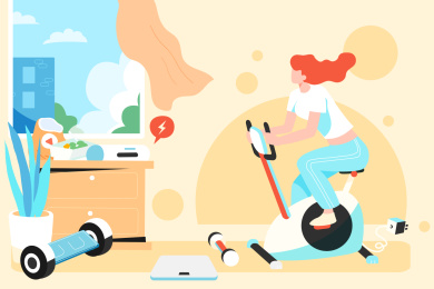 在家做运动的人矢量插画