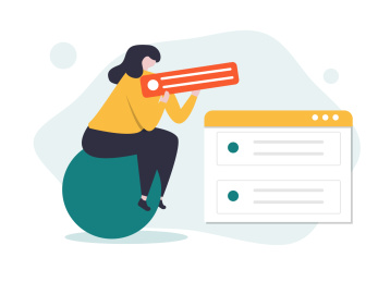 一个女生坐在球上分析数据