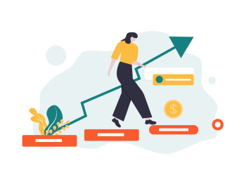 一个商务人士逐步向上走去