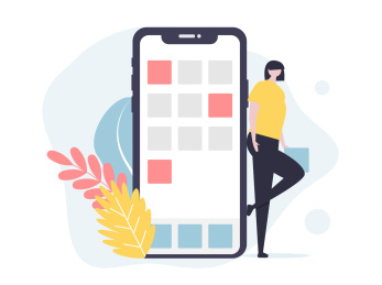 女生靠在手机上