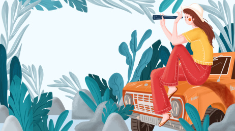 banner开屏插画夏日长假度假户外活动