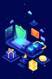 2.5d数据安全矢量插画