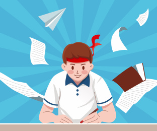 高考学生考试加油卡通插画