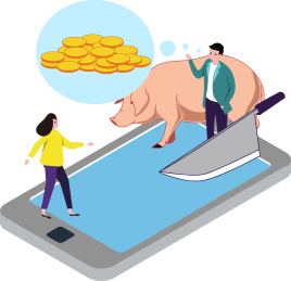 婚恋交友诈骗概念插画